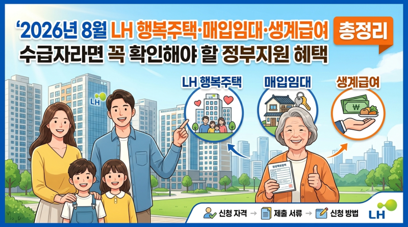 2026년 8월 LH 행복주택·매입임대·생계급여 총정리! 수급자라면 꼭 확인해야 할 정부지원 혜....