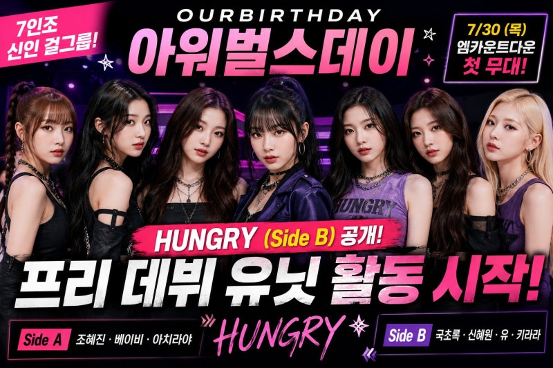 아워벌스데이 누구? HUNGRY Side B 멤버·음악방송·데뷔일 총정리