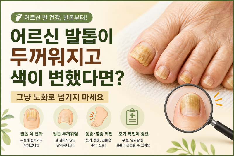 “어르신 발톱이 두꺼워지고 색이 변했다면? 그냥 노화로 넘기지 마세요”