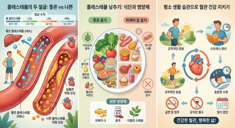 콜레스테롤 정상수치부터 낮추는 방법까지! 혈관 건강을 지키는 생활습관 총정리