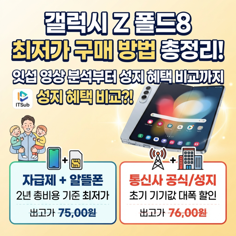 [테크 리뷰] 갤럭시 Z 폴드8 최저가 구매 방법 총정리 | 잇섭 영상 분석부터 자급제·알뜰폰 vs ....