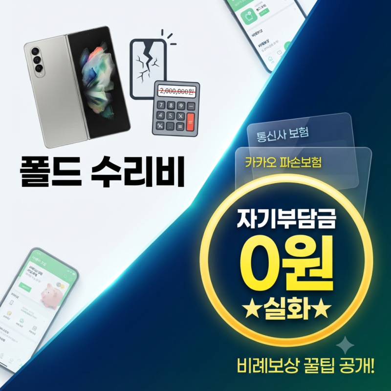 [스마트폰 파손보험 꿀팁] 갤럭시 폴드7·폴드8 통신사+카카오 이중보험 비례보상으로 수리비....