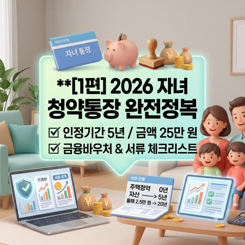 2026 미성년 자녀 주택청약 통장, 언제 만들고 얼마씩 넣을까?
