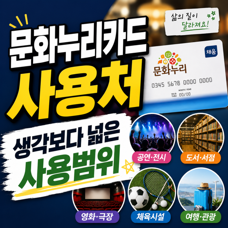 문화누리카드 사용처 총정리 영화 OTT 여행 체육시설까지