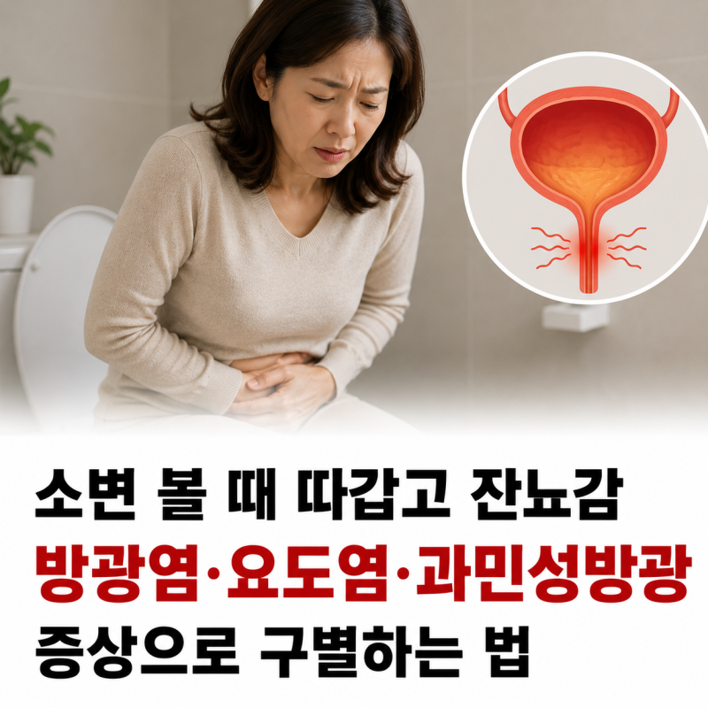 소변 볼 때 따갑고 잔뇨감 — 방광염·요도염·과민성방광, 증상으로 구별하는 법