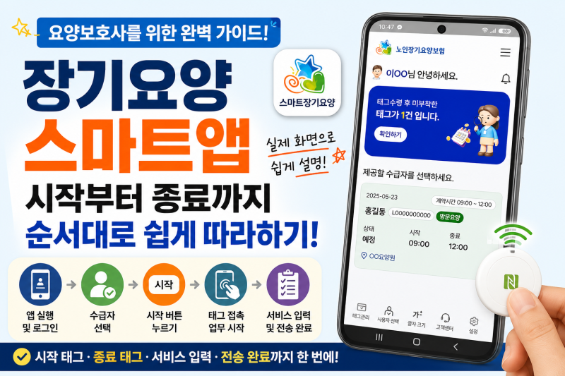장기요양 스마트앱 시작·종료 방법｜초보 요양보호사 필수