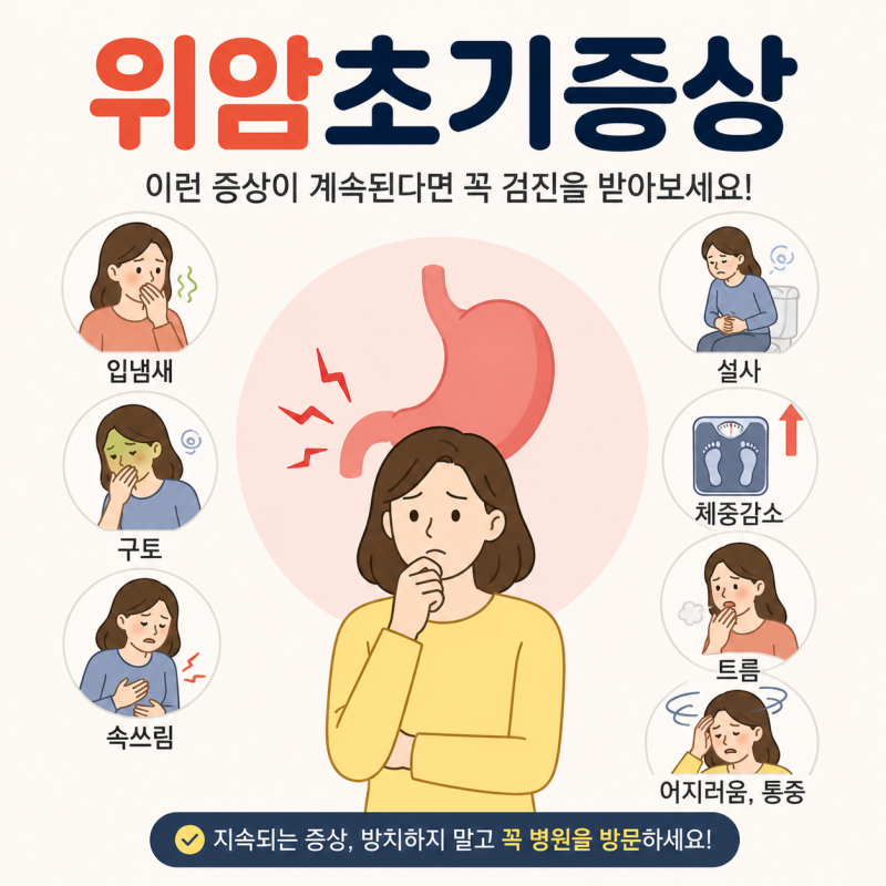 위암초기증상 입냄새 구토 속쓰림 설사 체중감소 트름 어지러움 통증 있을땐 !