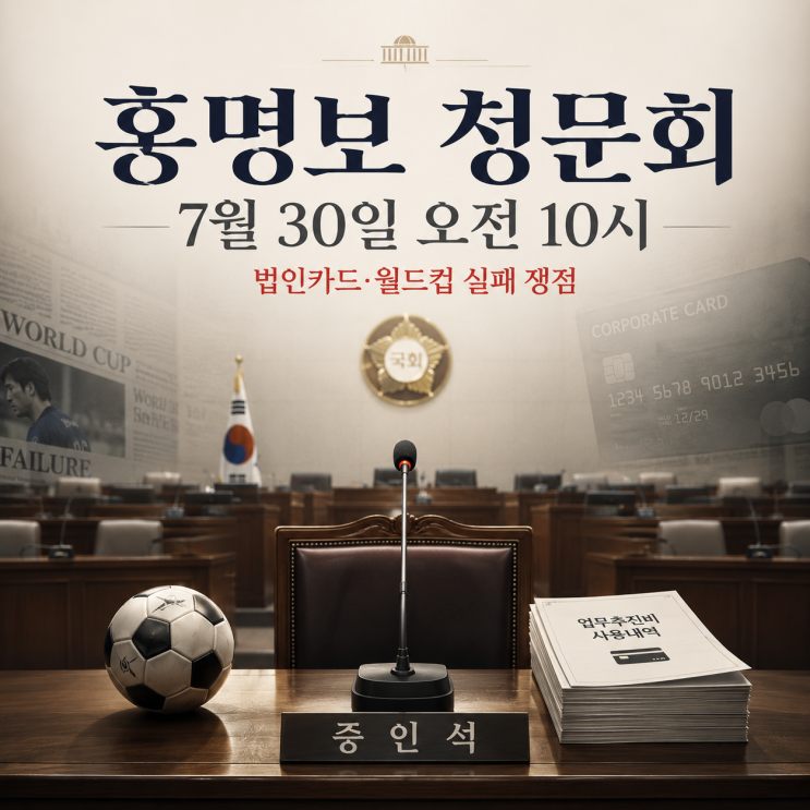 홍명보 국회 <b>청문회</b> 언제?(7월30일 오전10시): 법인카드 논란... 
