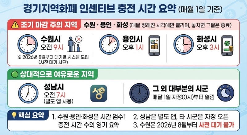 화성은 오후 3시, 수원은 오전 9시… 경기지역화폐, 시간을 몰라서 놓치고 있습니다(경기 지....