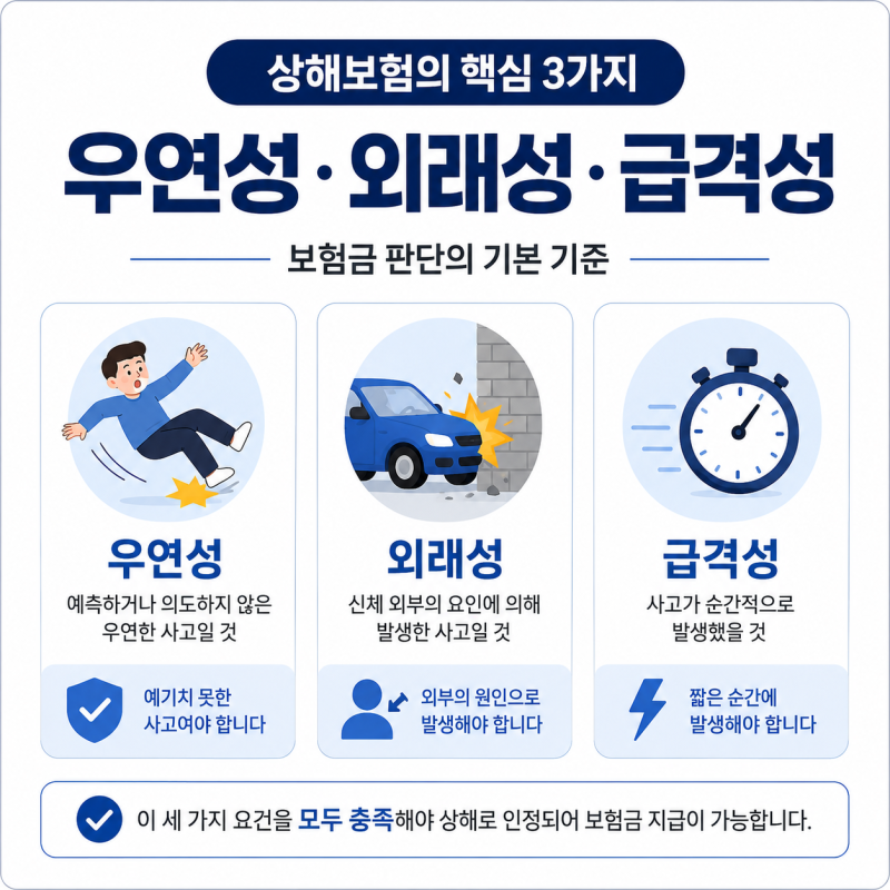 상해보험 청구 전 꼭 알아야 할 3가지, 우연성 외래성 급격성