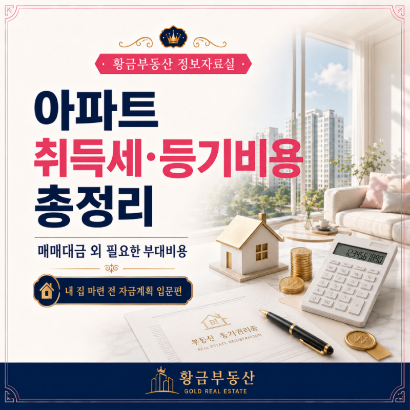 아파트 취득세·등기비용 총정리｜매매대금 외 필요한 부대비용