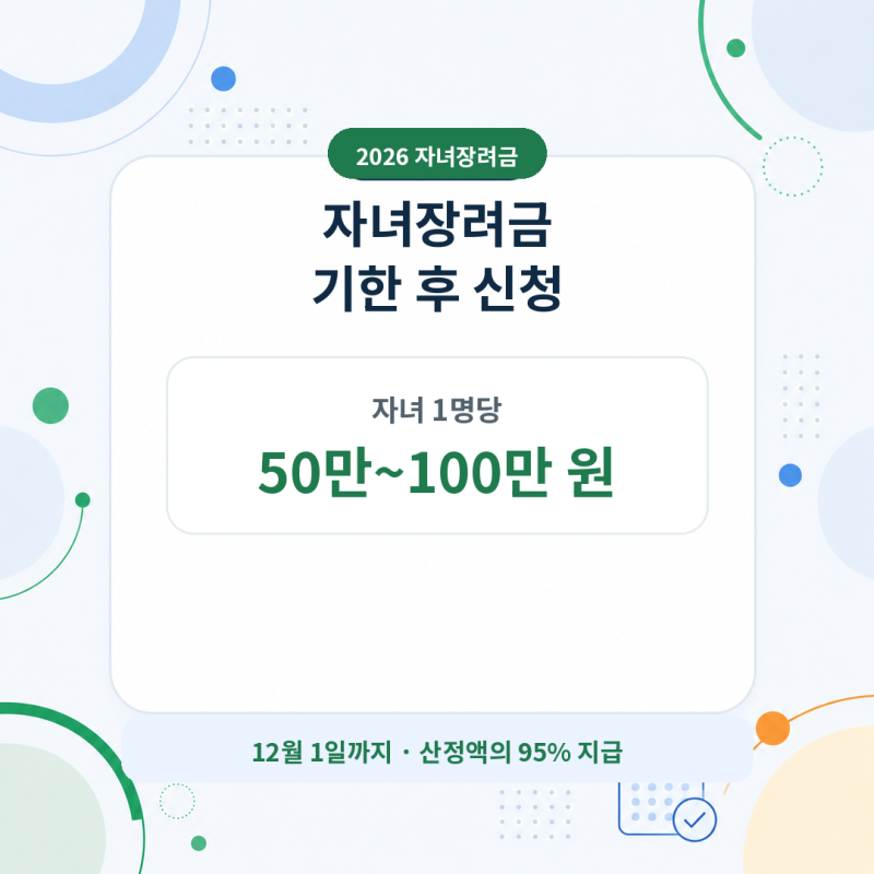 자녀장려금 기한 후 신청｜자녀 1명당 지급액·소득 기준