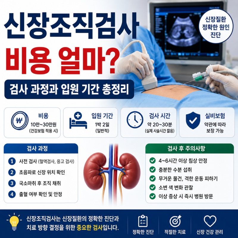 신장조직검사 비용 얼마? 검사 과정과 입원 기간 총정리
