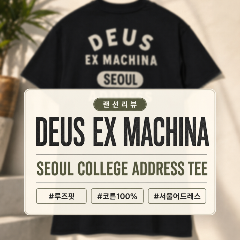 데우스 서울 컬리지 어드레스 반팔 블랙 분석, 백프린트 특징과 사이즈 선택법