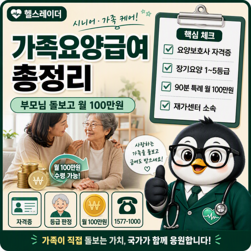 가족요양급여 총정리 (2026 자격·단가·월 수령액·신청 방법)