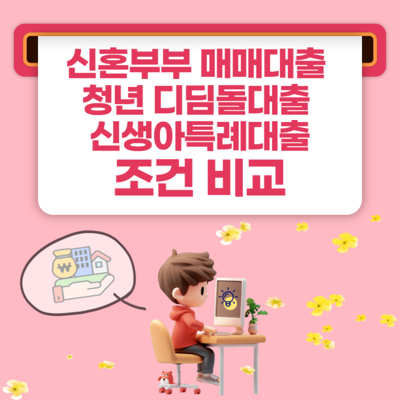신혼부부 매매대출 청년 디딤돌대출 신생아특례대출, 내 집 마련 조건 비교