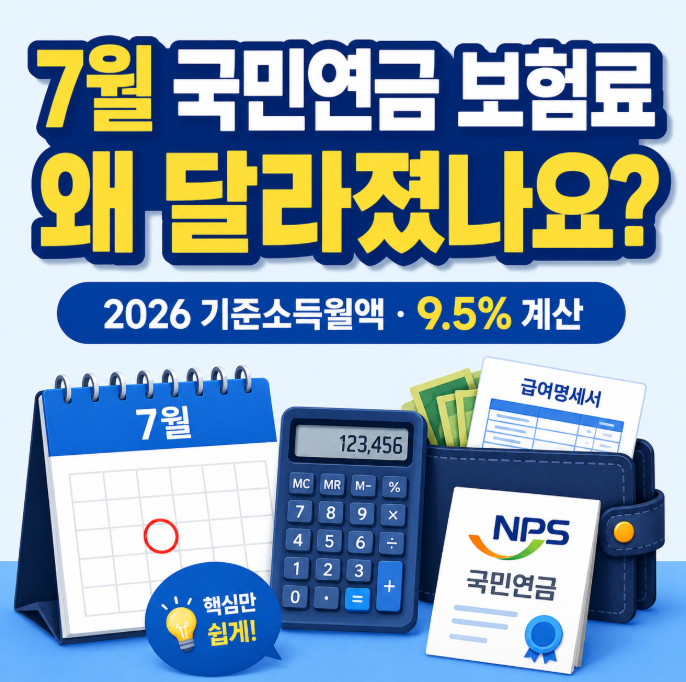 7월 국민연금 보험료 왜 달라졌나요?｜2026 기준소득월액·9.5% 계산