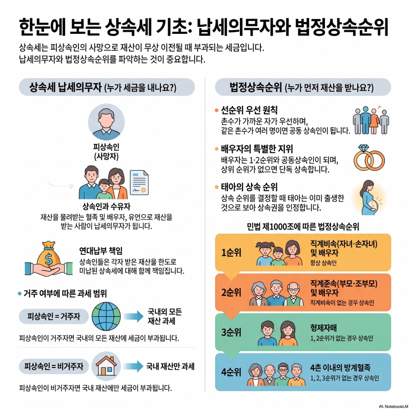 상속세 납세의무자와 법정상속순위, 누구에게 상속되고 누가 세금을 낼까요?