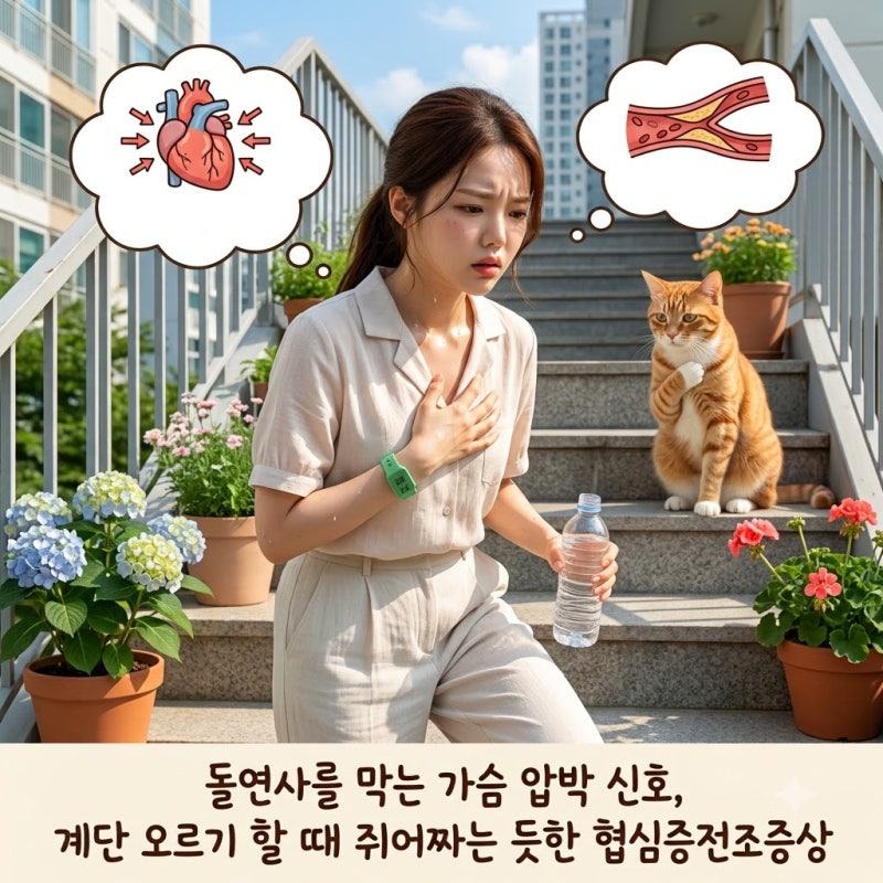 돌연사를 막는 가슴 압박 신호, 계단 오르기 할 때 쥐어짜는 듯한 협심증전조증상