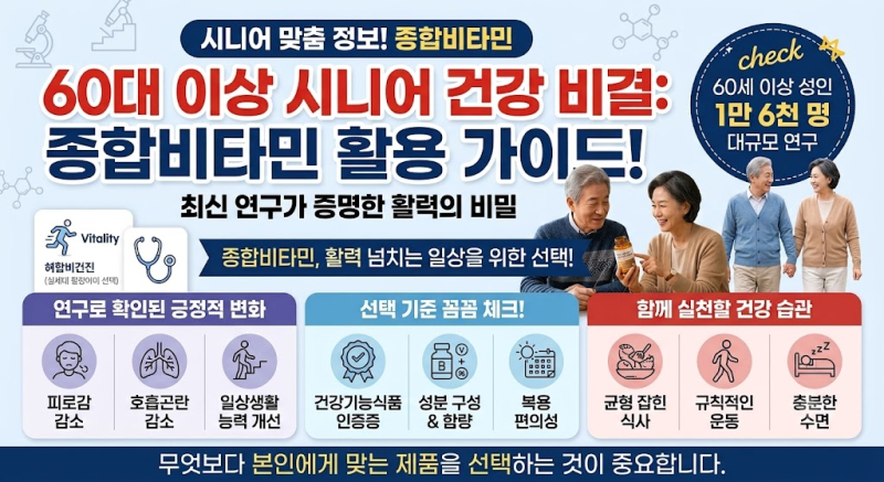 60대 이후 종합비타민, 정말 필요할까? 효과부터 선택 방법까지 한눈에 정리