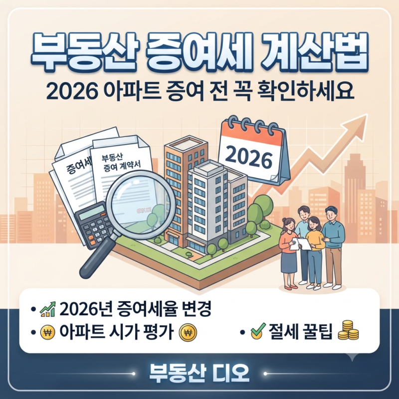 부동산 증여세 계산법 2026 아파트 증여 전 꼭 확인하세요