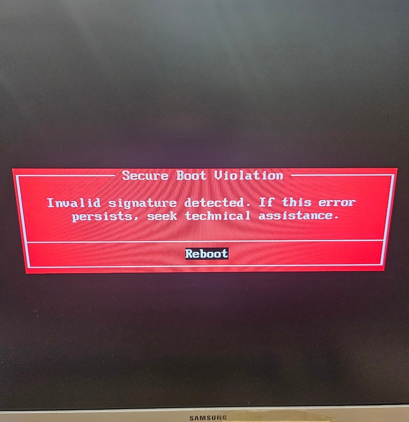 Invalid signature detected 오류 해결하기 삼성컴퓨터 삼성PC 문제해결