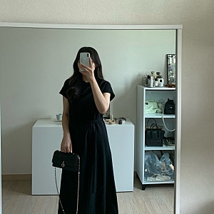 여름 하객룩 원피스 추천ㅣ드팜므 플리츠 롱원피스 블랙