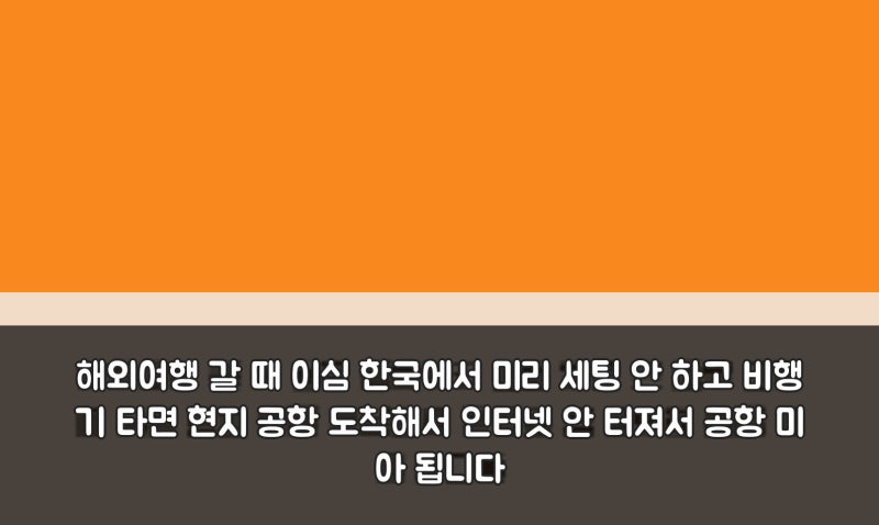 해외여행 갈 때 이심 한국에서 미리 세팅 안 하고 비행기 타면 현지 공항 도착해서 인터넷 안....