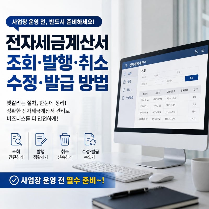 전자세금계산서 조회 발행 취소 방법 수정 발급 | 사업장 운영 전 필수 준비~!