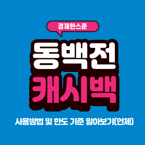 동백전 캐시백 사용방법 및 한도 기준 알아보기(언제)