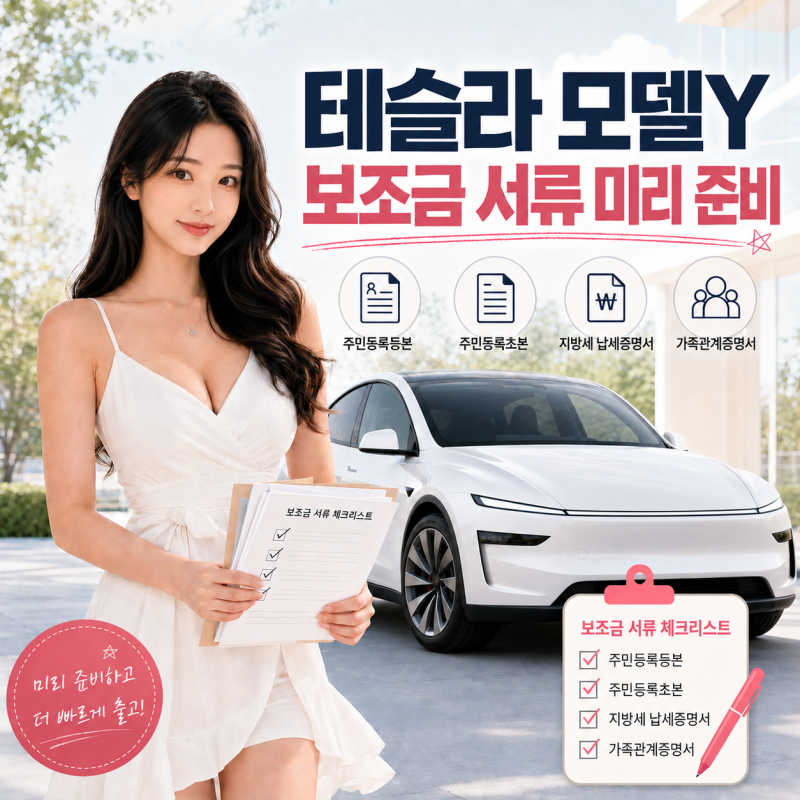 테슬라 모델Y 인도일 확정 후 보조금 서류 연락, 미리 준비하세요