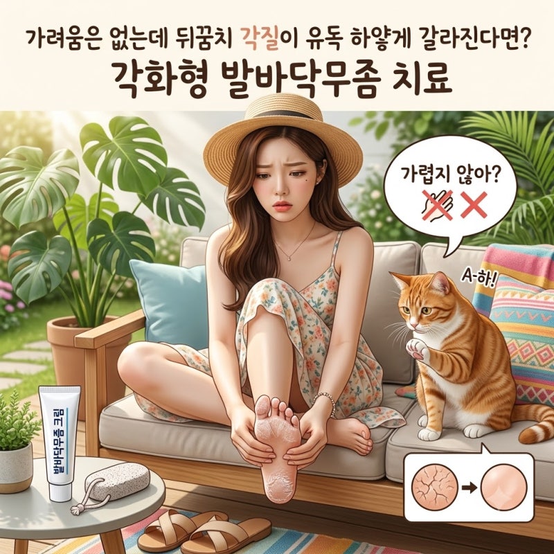 가려움은 없는데 뒤꿈치 각질이 유독 하얗게 갈라진다면? 각화형 발바닥무좀 치료