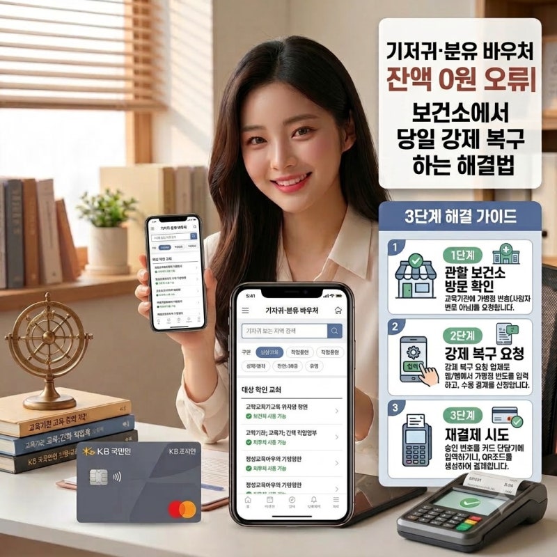 국민행복카드 기저귀·분유 바우처 '사용 가능 금액 없음' 잔액 0원 오류? 보건소 통해 당일 ....