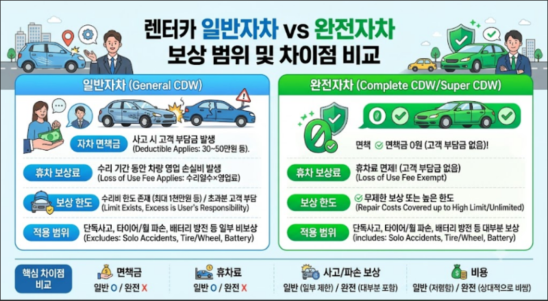 렌트카 사고 자차 보험 한도와 휴차보상료 완벽 정리