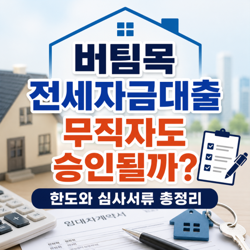 버팀목 전세자금대출 무직자 신청, 조건부터 한도까지 정리해봤어요