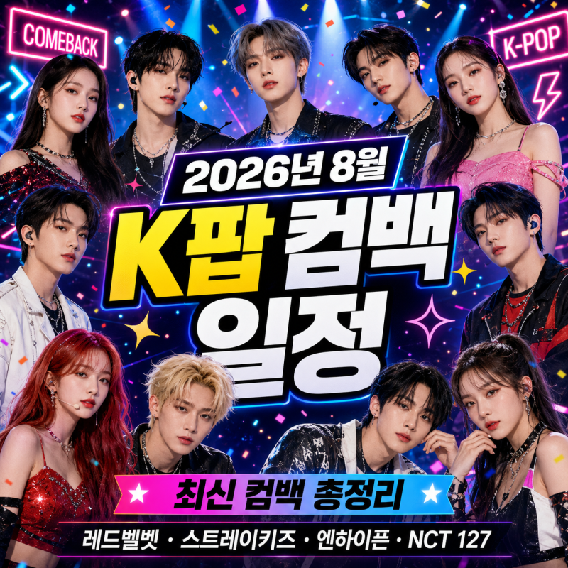 2026년 8월 K팝 컴백 일정 총정리, 레드벨벳·스트레이키즈·엔하이픈·NCT 127