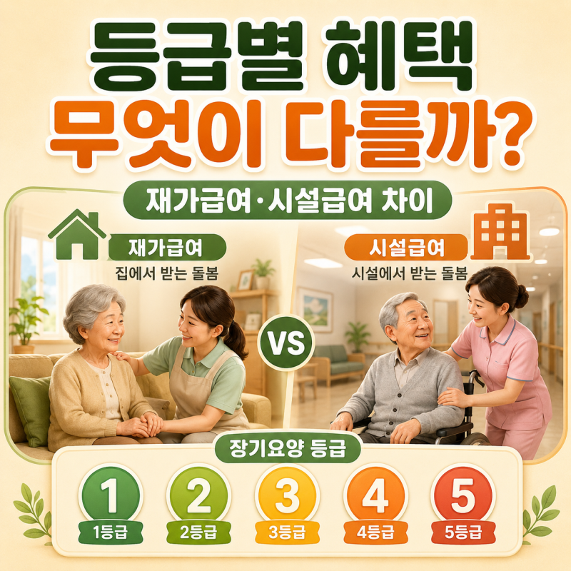 장기요양등급별 혜택은 무엇일까? 재가급여·시설급여 차이