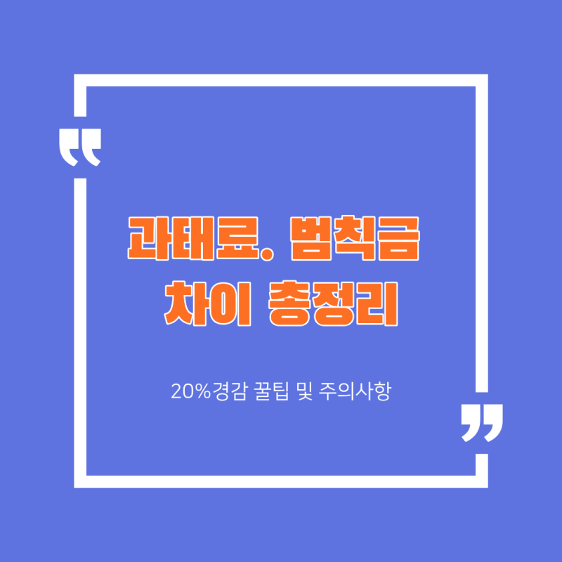 속도위반·신호위반·끼어들기 20%감경 여부와 과태료 범칙금 차이