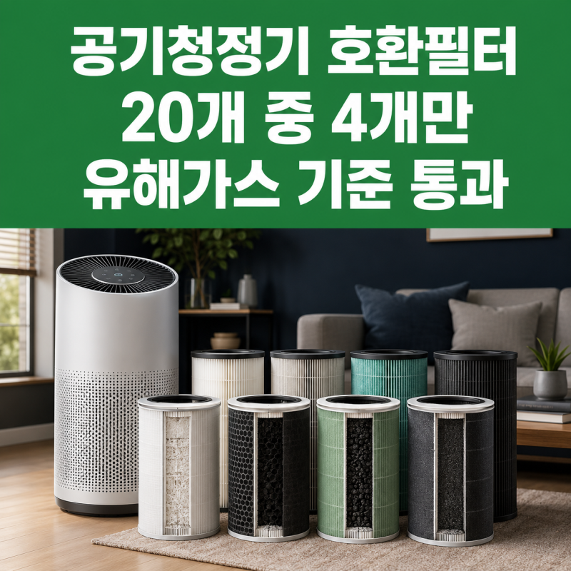 공기청정기 호환필터 2026, 20개 중 4개만 유해가스 기준 통과