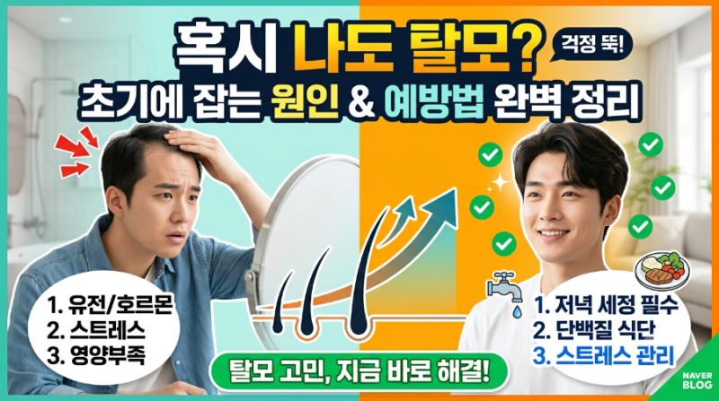 탈모 초기증상부터 종류, 예방법까지 완벽 정리! (M자, 정수리, 원형탈모)