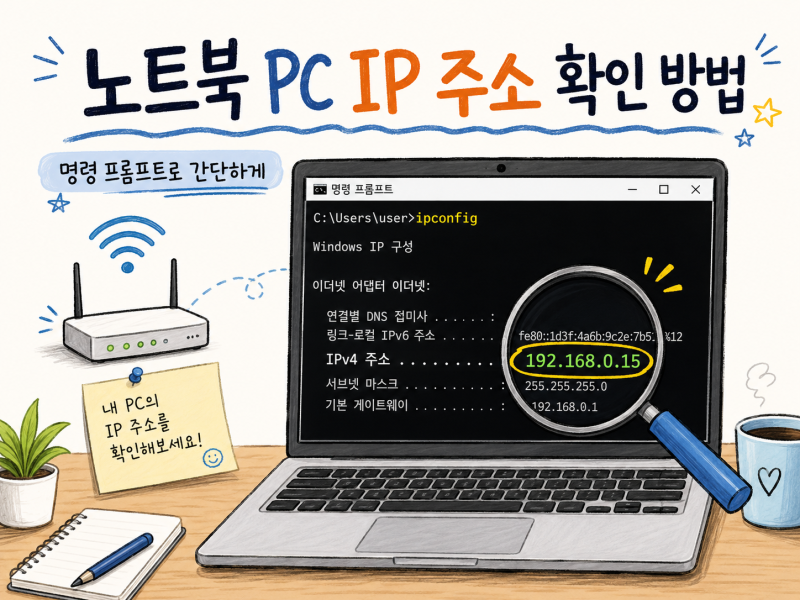 노트북 PC IP 주소 확인 방법, 명령 프롬프트로 간단하게
