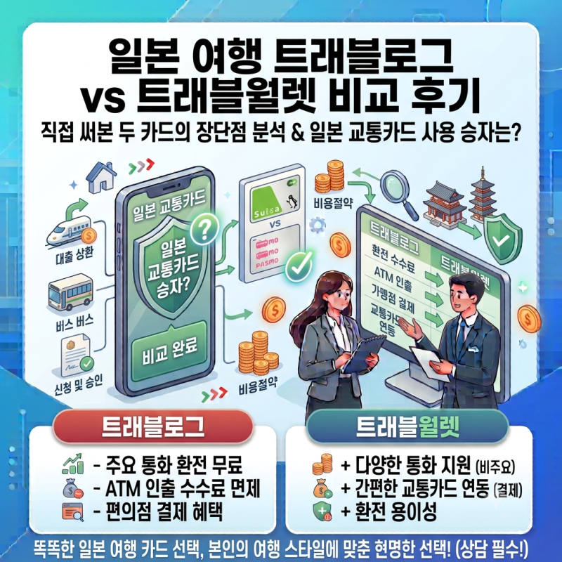 일본 여행에서 직접 써본 트래블로그와 트래블월렛 비교 후기 일본 교통카드 사용 승자는?
