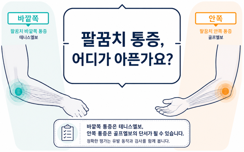 팔꿈치 바깥쪽·안쪽 통증, 테니스엘보와 골프엘보는 무엇이 다를까요?