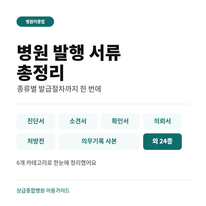 병원 발행 서류 총정리 — 종류별 발급절차까지 한 번에