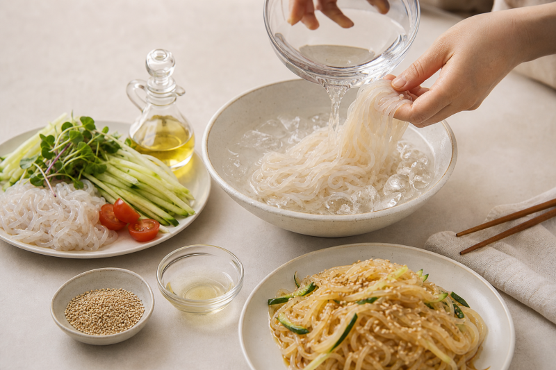 곤약면 요리법 5가지, 냄새 줄이고 맛있게 먹는 냉국수·샐러드·들기름면