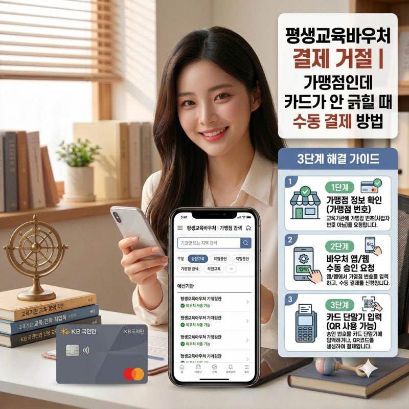 평생교육 바우처 사용 시 '지정 가맹점 결제 거부' 됐을 때 수동 승인 요청 방법은?