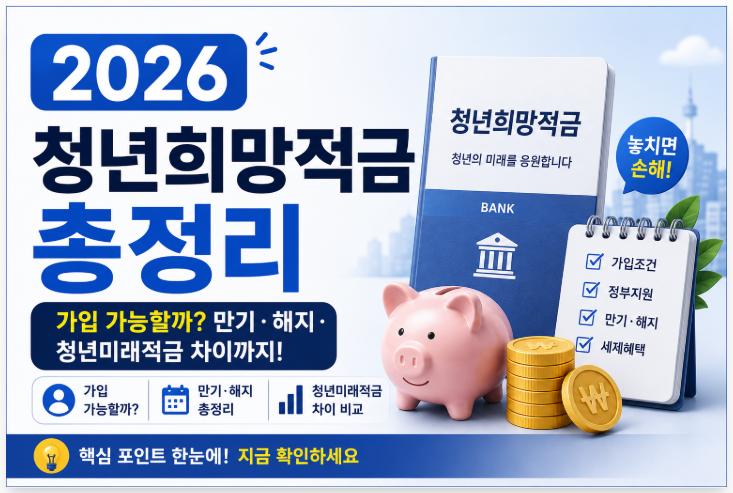 2026 청년희망적금 총정리 | 가입 가능할까? 만기·해지·청년미래적금 차이까지