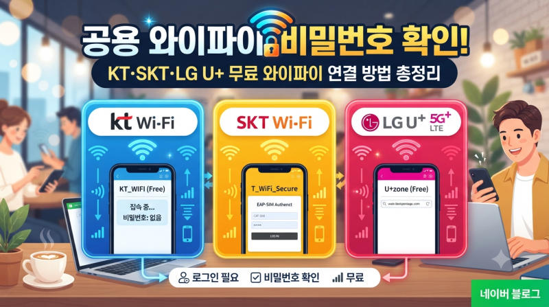 공용 와이파이 비밀번호 확인! KT·SKT·LG U+ 무료 와이파이 연결 방법 총정리