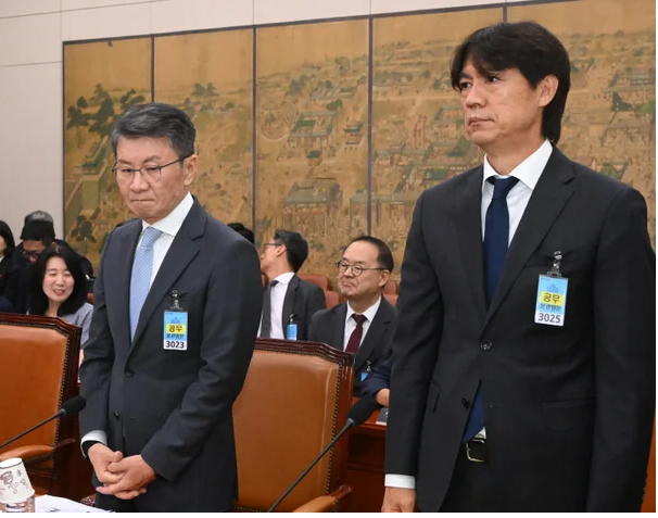 '청문회 참석' 정몽규 전 회장→홍명보 전 감독 "국민께 죄송하다는 말씀 드린다" 고개 숙였....