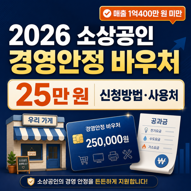 2026 소상공인 경영안정 바우처 신청방법: 매출 1억400만 원 기준과 25만 원 사용처